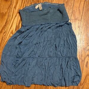 Blue Strapless Smocked top